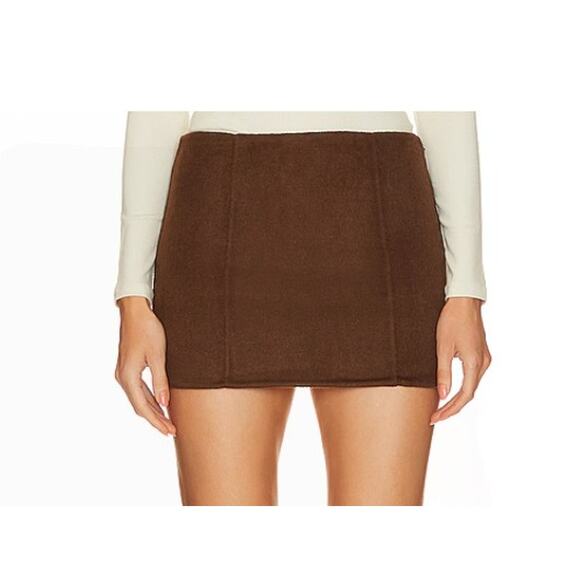 LPA Brown Wool Blend Mini Skirt Size M Soft Fall Winter Neutral Chic - Picture 1 of 10